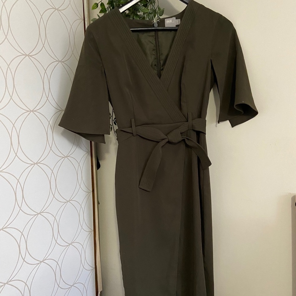 ASOS olive green wrap dress